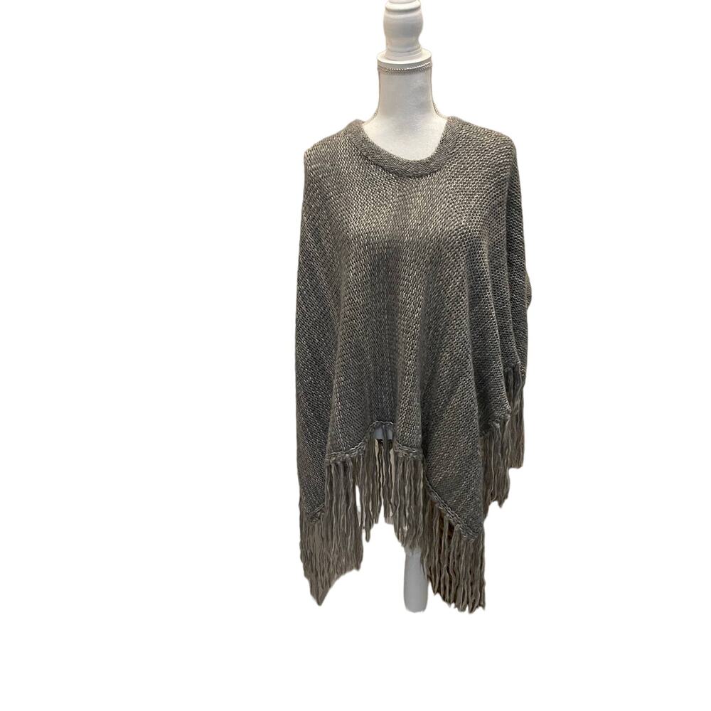 Ellen Tracy Gray Shawl with Fringes One Size 100% Acrylic